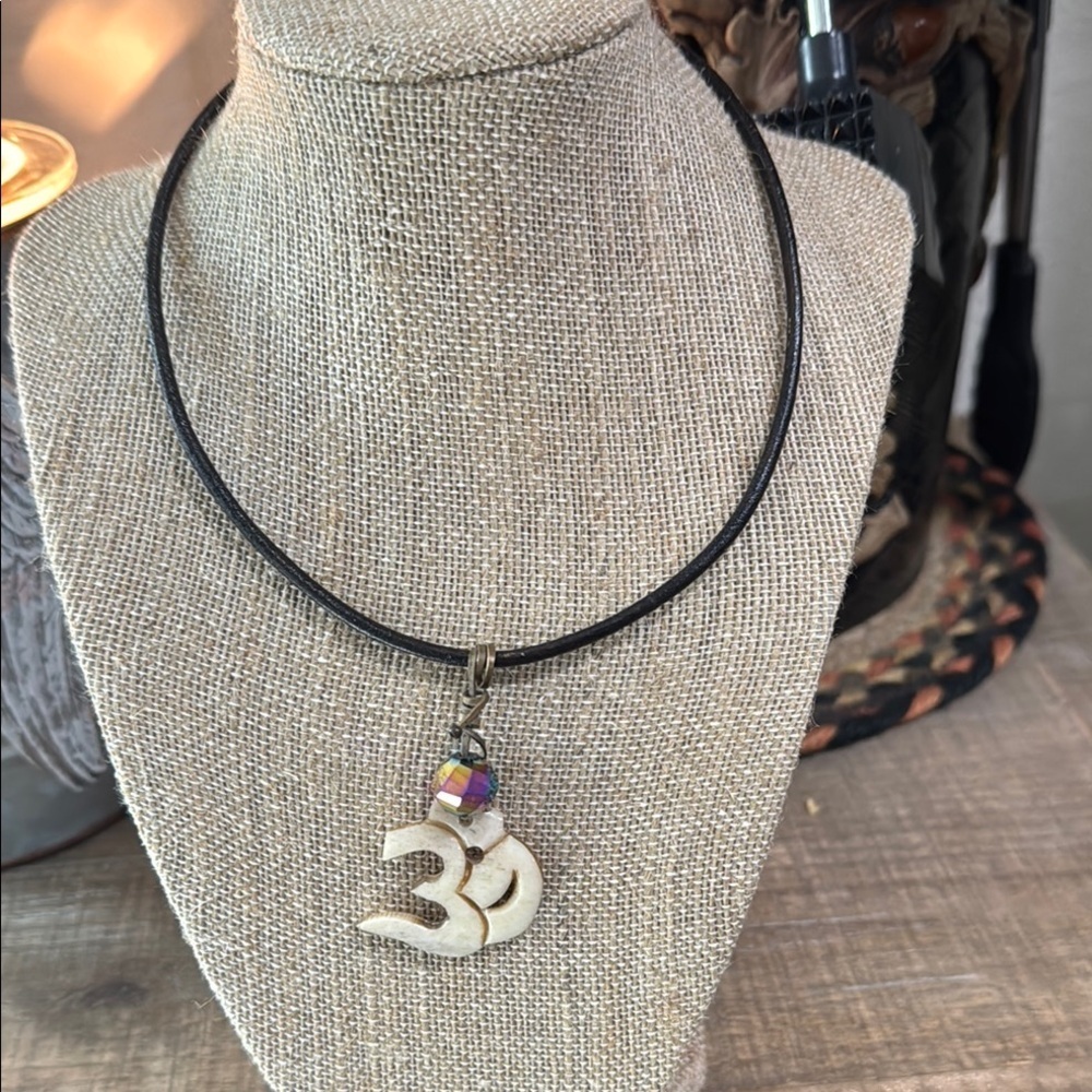 Elegant Cream Om Pendant Necklace